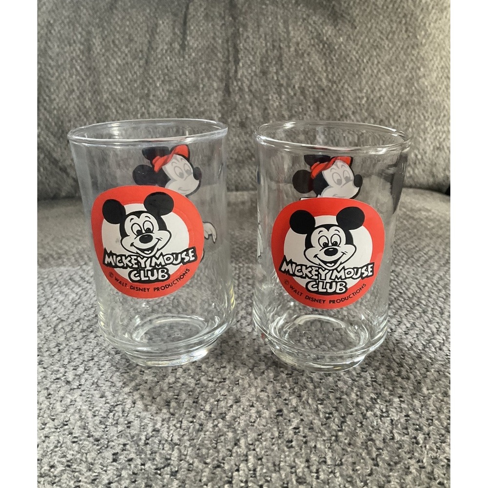 2 Vintage 1970s Mickey Mouse Club Juice Glasses Walt Disney Productions Disney